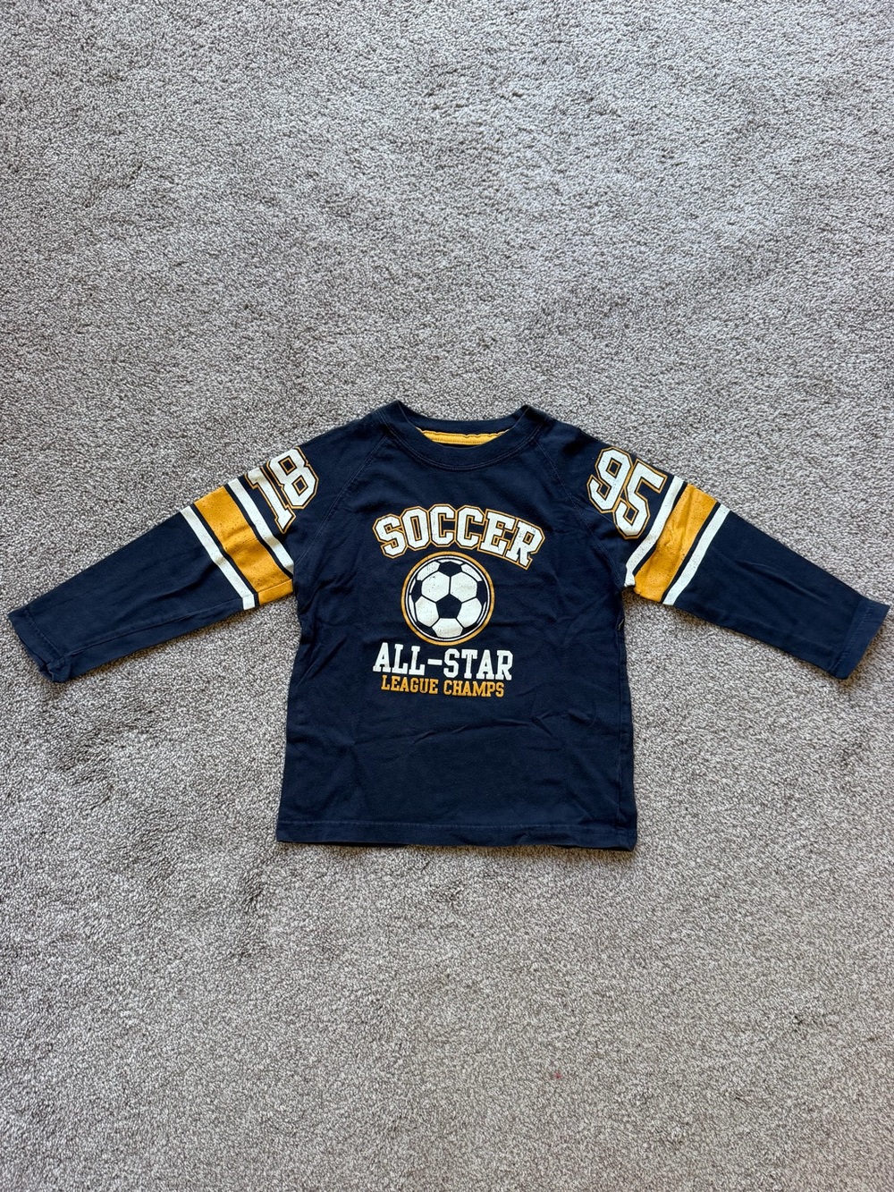 OshKosh B'gosh Navy Long Sleeve Soccer All-Star Tee with Gold Accents